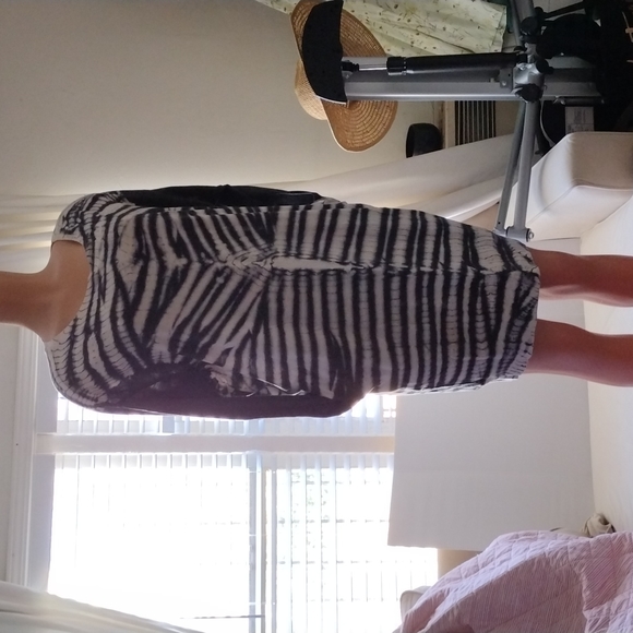 Raquel Allegra , long sleeves  tie dye, jersey dress in rainbow blk and white. - Picture 2 of 14